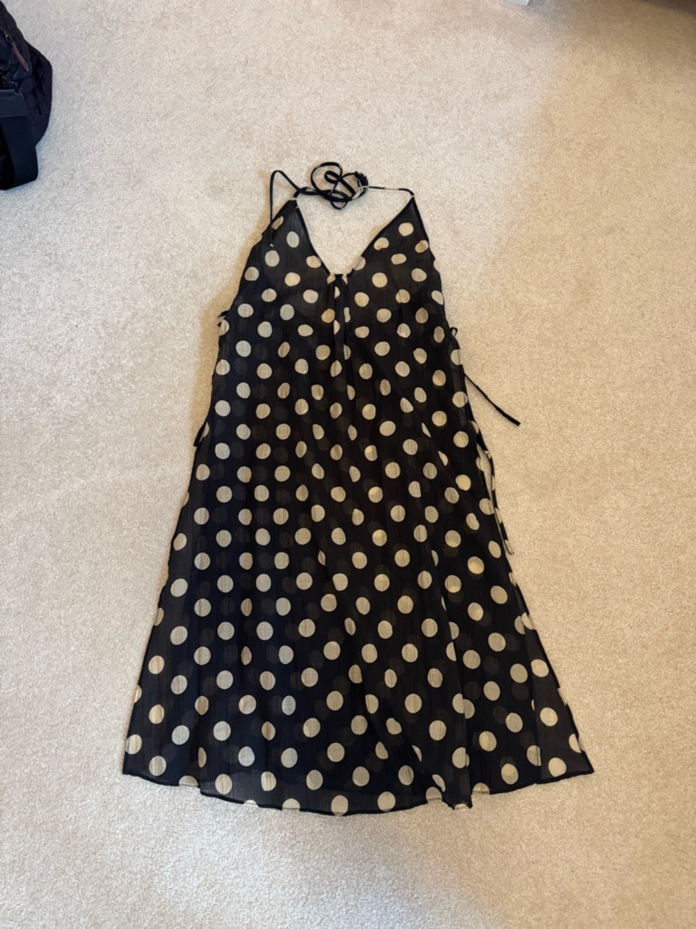 J. Crew Black Polka Dot Halter Midi Dress coverup - Picture 5 of 7